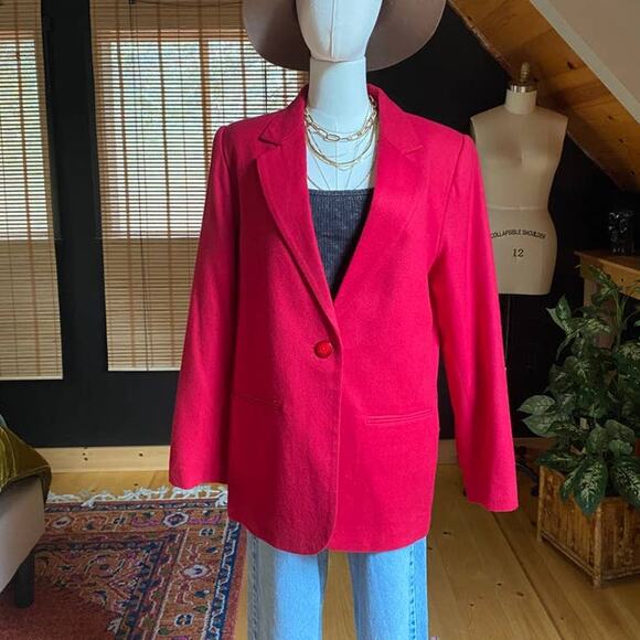 Vintage 90s Red Wool Blazer - Picture 2 of 8